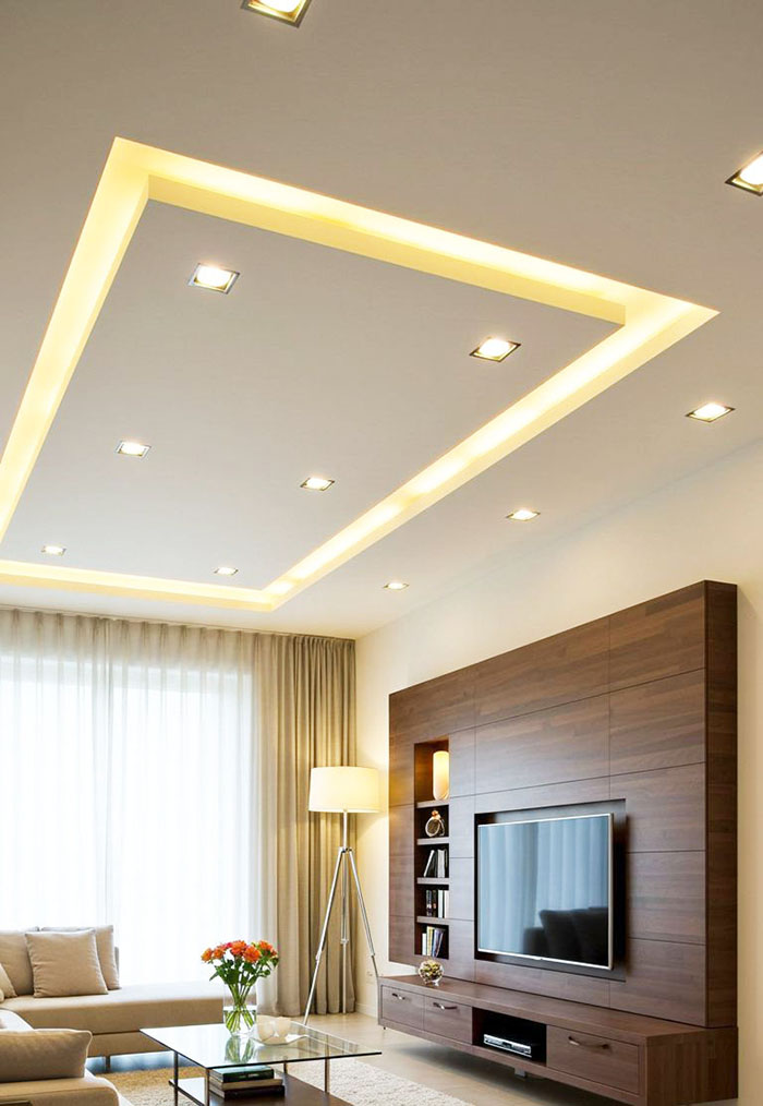 Mẫu trần thạch cao phòng khách đẹp đơn giản, sang trọng